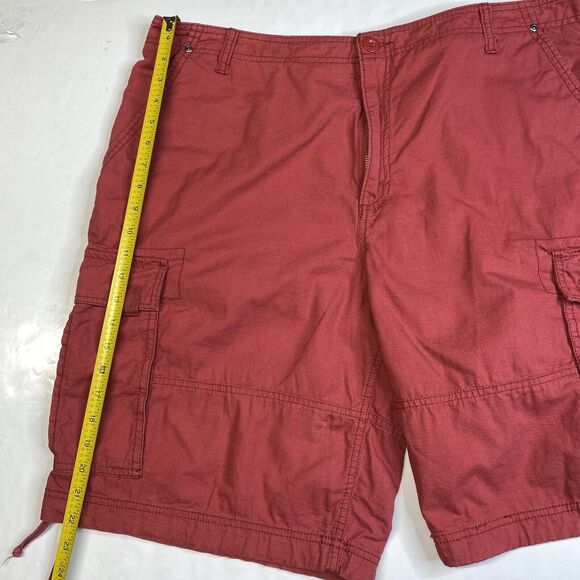 Vintage Ocean Pacific OP Cargo Shorts Mens 40 Red Ripstop Cotton Long Baggy - Picture 9 of 12